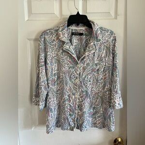 Ralph Lauren Black Label,Paisley Print,Pajama Button Shirt women’s Large